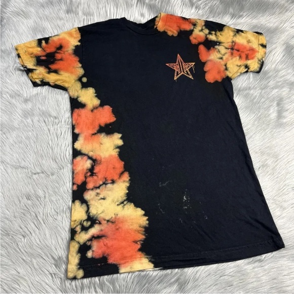 Jeffree Star Cosmetics Black Orange Tie Dye Logo T Shirt Size Small - Picture 1 of 13